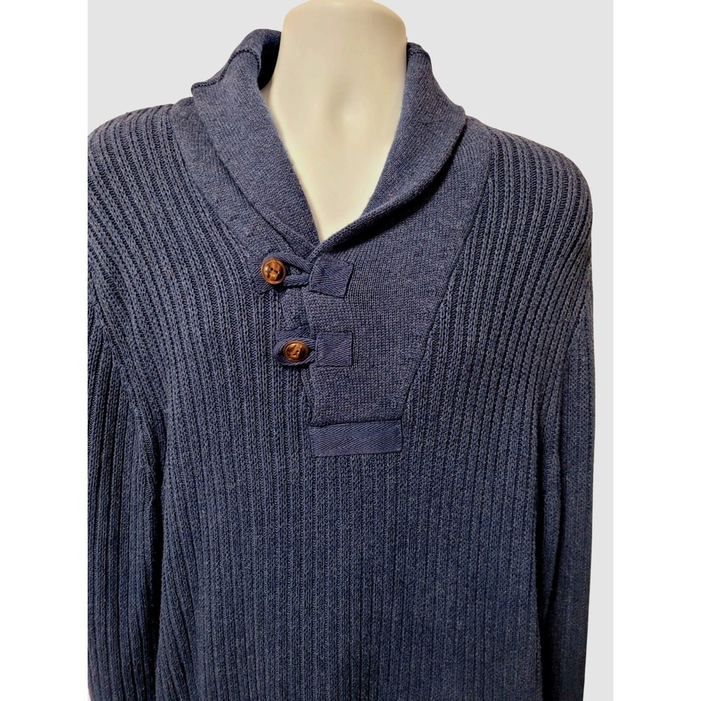 Duluth Trading Co Men's Brigadier‎ Shawl Collar Sweater L Tall Blue Preppy